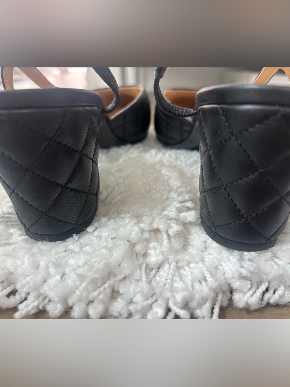 CHANEL Black Quilted Leather & Patent Slingback Pumps - Picture 4 of 4